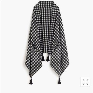 NWOT J. Crew Checkered cape-scarf - Black and Ivory